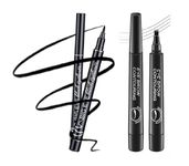 Eyebrow Pencil, Waterproof Microblading Eyebrow Pencil with a Micro-Fork Tip Applicator Creates Black Fine Sketch Liquid Eye Brow Tattoo Tint Pen (Eyebrow Pencil & Eyeliner)