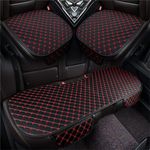 STHIRA® 3Pcs Car Seat Covers PU Luxury Front Seat Cushion Mat Fashion Car Seat Cover with Storage Pouch Long Rear Seat Cover Anti-Slip Car Seat Cover