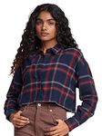 The Souled Store|Collared Neck Plaid: Red Women Cropped Shirts|Full Sleeve Solid|100% Cotton Multicolored Cropped Shirts Cropped Shirts Fashionable Trendy Graphic Prints Pop Culture Merchandise