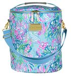 Lilly Pulitzer Insulated Soft Beach Cooler with Adjustable/Removable Strap and Double Zipper Close, Aqua La Vista