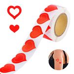 Roll of 500 Pieces Tanning Stickers, 1 inch Heart Shaped Body Stickers Cute Body Stickers for Tanning Self Adhesive Tanning Bed Stickers Sunbathing Stickers