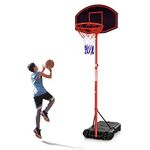 Goplus Portable Basketball Hoop Outdoor, 6.5FT-8.5FT Height Adjustable Basketball Goal System w/Shatterproof Backboard, Fillable Base & Wheels, Basketball Stand for Adult Kids, Indoor Outside