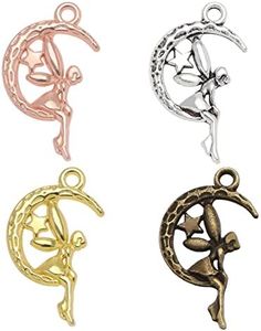 eMagTech 80PCS Moon & Fairy Charms Pendants DIY Craft Jewelry Making Decorations Ornaments for Bracelet Necklace Keychain Crafting Findings Accessories