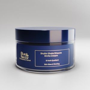 Blue Nectar Shata Dhauta Ghrita Face Cream for Women | 100 Times Washed Ghee Lightweight Face Moisturizer for Women | Truly Natural Face Cream for Glowing Skin (19 Herbs, 50g)