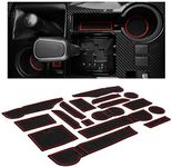 CupHolderHero fits Toyota 4Runner Accessories 2010-2023 Premium Custom Interior Non-Slip Anti Dust Cup Holder Inserts, Center Console Liner Mats,Door Pocket Liners 27pc Set (2 Rows of Seats)(Red Trim)