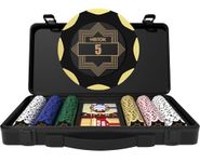 HEITOK Supreme Clay Poker Chip Set 300-Piece Authentic Casino Feel, Precise Numbered Denominations, Professional Weighted Iron Core Chips, Waterproof with Exclusive Carrying Case