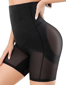 KLVEE Shapewear for Women Tummy Control, High Waisted Body Shaper Shorts Butt Lifting Panties Thigh Slimmer Girdle, Black, Large,(SP21)