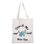 Lilo & Stitch Inspired Gift Stitch Inspired Shopping Tote Bag Touch Me and I Will Bite You Gift(Bite You Shopping EU)