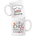 Chef Hat Mug, Personalized Best Chef Gift, I'm A Chef Coffee Mug, Custom Chef Mug with Name Gift for Family Friends on Birthday Christmas, Cooking Lover Ceramic Mug, White Tea Cup 11oz, 15oz