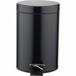 Crystals Small Pedal Bin with Lid-3 Litre Bathroom Bin for Rubbish and Waste-Stainless Steel Toilet Bin with Removable Inner Plastic Bucket-Ideal Size for Bedroom Bathroom Toilet Waste-Black