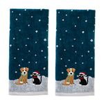 SKL Home Cat & Dog Hand Towel Set, Teal