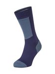 SEALSKINZ Unisex Runton Waterproof Cold Weather Mid Length Sock With Hydrostop, Black/Navy Blue, L EU