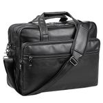 seyfocnia Leather Laptop Bag, Men's 15.6 Inche Messenger Briefcase Business Satchel Computer Handbag Shoulder Bag Fits 15.6 Inch Laptop Computer (Black)