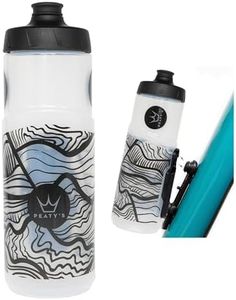 Peaty's x Fidlock Lockin Magnetic 600ml Bike Water Bottle & Mount, Bicycle Drink Bottles, Cycle Accessories for Mountain Biking & Cycling, Premium Alternative to Cage, Twist & Release - Topo Clear