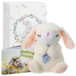 Sawnfay Baptism Gifts for Boys and Newborn Baby, 7" Praying Bunny Plush Toy and Bedtime Blessing Book in Keepsake Gift Box, Christening Gifts Set