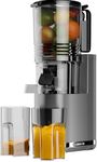 Cold Press Juicer, 6.5" Extra Large Feed Chute Juicer Machines, 350W Slow Masticating Juicer Machines with High Juice Yield for Whole Vegetables & Fruits, BPA Free, Titanium Gray, Easy to Clean