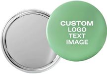 BONDUN Personalized Round Compact Makeup Mirror with Custom Image Text or Logo, 2.4 Inch Mini Folding Travel Pocket Mirror for Purse, Lightweight (50)