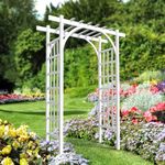 VINGLI Garden Arbor, PVC Wedding Arch for Ceremony Party, Garden Trellis for Climbing Plants Outdoor, Arch Backdrop Stand for Garden, Backyard, Lawn, Wedding