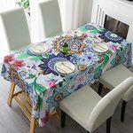 HMS Happy Memories Tablecloth, Original Design Hand Drawing Art Print Table Cloth, Washable Water Resistance Microfiber Decorative Rectangle Table Cover (Tape 10, 60"x102")