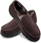 shoeslocker Mens Slippers Microsuede Moccasin Memory Foam House Shoes Brown size 10