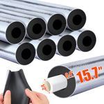 10.5ft Pipe Insulation Foam Tube for 1/2in Pipes - Pre Slit Duct Wrap with Aluminum Foil, for Outdoor Winter Cold Hot Water Pipe Winterizing Heat Preservation, Reduce Heat Loss Antifreeze 15.7"*8pcs