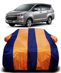 RAIN SPOOF 190T Imported Fabric Car Cover for Toyota Innova with Ultra Surface Body Protection (Orange Stripes)