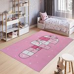 ELEMENTARY - basics redefined Hopscotch Kids Fun and Educational Floor Carpet/Playmat Unicorn Print - (Pink, 4x6 feet)