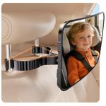Mirrorsafe Car Seat Mirror for Rear-Facing Infant See Baby from Driver Seat Headrest Hook - Acrylic ABS PC Shatterproof 360 Degree Adjustable Backseat Mirror Anti-Shake for Toddler - Classic Black