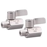 DERNORD Stainless Steel Ball Valve Mini Valve 1/4" NPT Female x Male Thread (Pack of 2)