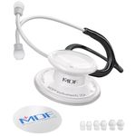 MDF Instruments, MD One Stainless Steel Premium Dual Head Stethoscope, Black Tube, Whiteout Chestpieces-Headset, MDF777WO11