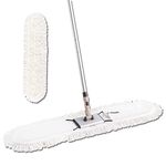 Eyliden 36" Professional Industrial Dust Mop, Commercial Cotton Dust Mops Broom, Telescopic Handle Residential Commercial Floor Cleaning Tools for Home Mall Hotel Office Garage Dust Mop (Brown, 36")