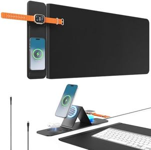 25W Fast Wireless Charging Desk Mat, Magnetic Foldable Phone Charger Stand, 2nd Gen 3-in-1 Wireless Charging Mouse Pad, Waterproof Anti-Slip Multifunctional Desk Pad for Gaming & Office