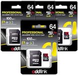 addlink MicroSDXC 64GB 4-Pack + Adapter UHS-1 U3 V30, Compatible for Android Smartphones, Camera, Dash Cam Tablets, Go Pro, DJI Drone & Fire Tablet (ad64GBMSXU3AX4)