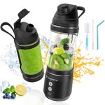 Personal Mini Blender,24oz Portable Blender for Shakes and Smoothies,USB Rechargeable Travel Blender,300Watt,BPA Free,Intelligent Anti-Jamming,Smoothie Maker on the Go Blender with Travel Lid,Black