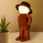 Ammonite Shy Man Lamp, Creative Funny Lamps LED Wooden Bedside Night Light for Adults, with USB, Gag Gifts Birthday Valentines Gift for Men Women