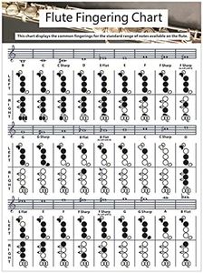 SYCOOVEN Flute Chord Chart, Portable Durable Flute Fingering Chart, White Chord Chart for Flute Fingering Practice, Chord Chart Beginner Student for Teaching or Group Study, Flute Accessories