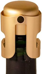 Gold Champagne Stopper, Designed in France, Bottle Sealer for Cava, Prosecco, Sparkling Wine, Fizz Saver, Passed 13 lbs Pressure Test (1, Gold/Black-Clip)