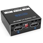 4K HDMI Splitter 1x2 HDR Vision Atmos 18Gbps- HDMI Scaler 4K 1080P Sync,4K HDMI Splitter 1 in 2 out 60Hz 4:4:4 HDCP2.2, EDID Scaler Panel Switch,Firmware Upgrade,USB Power,Windows IOS,Mini Case SP12H2