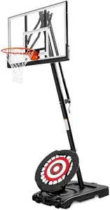 IE Sports Portable Basketball Hoop, 7.5-10 Feet Adjustable Height, 54" Backboard & Rebounder