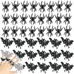 300Pcs Halloween Spider Bat Plastic Rings, Halloween Rings Bulk For Halloween Party Favors, Halloween Party Decoration