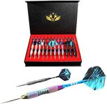 WINSDART Darts Metal Tip Set Professional Metal Darts for Dartboard Steel Tip Darts with Nonslip Iron Barrel Aluminum Dart Shafts,Extra Flights,Dart Sharpener,Gift Box