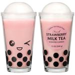 12oz Strawberry Boba Tea Scented Candle, Bubble Tea Pink Candle, Cute Boba Pearls Milk Tea Candle, Funny Food Candles Gift for Boba Tea Lover, Cool Gifts for Women Friend Birthday Gifts for Her