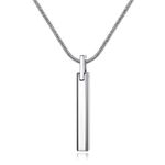 COAI Simple Tungsten Steel Bar Pendant Men's Necklace 55cm