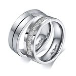 His and Hers Matching Rings Sets, His Queen Her King Rings Sets Size T 1/2 and T 1/2 Stainless Steel Wedding Rings Set for Couples