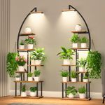 BACEKOLL Tall Plant Stand Indoor with Grow Light, 7 Tiered Metal for Plants Multiple, 165CM Large Holder Display Shelf, Half-Moon Shape Rack Living Room, Patio, Balcony