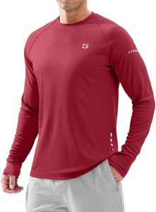 Men's Sun Protection Long Sleeve Shirts UPF 50+ Rash Guard for Men SPF UV Fishing Hiking Running Workout Athletic Shirt Dark Red