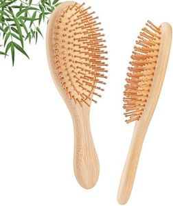 YUNAI Bamboo Paddle Wooden Hair Brush – Natural Bamboo Air Cushion Comb for Massaging Scalp, Reduce Frizz No Hair Tangle Large Oval Brush for Curly Hair