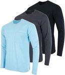 3 Pack Men's Big & Tall Cotton Dry Fit Shirt Long Sleeve Crew Pocket T-Shirt Tee Casual Work Workout Undershirt Clothes Fashion Shirts Athletic Active Soft Sleep Lounge Performance - Set 2, 3X Tall