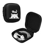 kwmobile Carrying Case for Earphones - Square Design with Zipper for In-Ear Headphones Earbuds - Grey/Black, Meow Cat