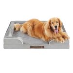 Codi Extra Large Memory Foam Layer Dog Bed, Washable Orthopedic Dog Bed Couch with Removable Zipper Cover, Waterproof Dog Bed Sofa Bed, Grey, 106x81x(8.9+8.9) cm